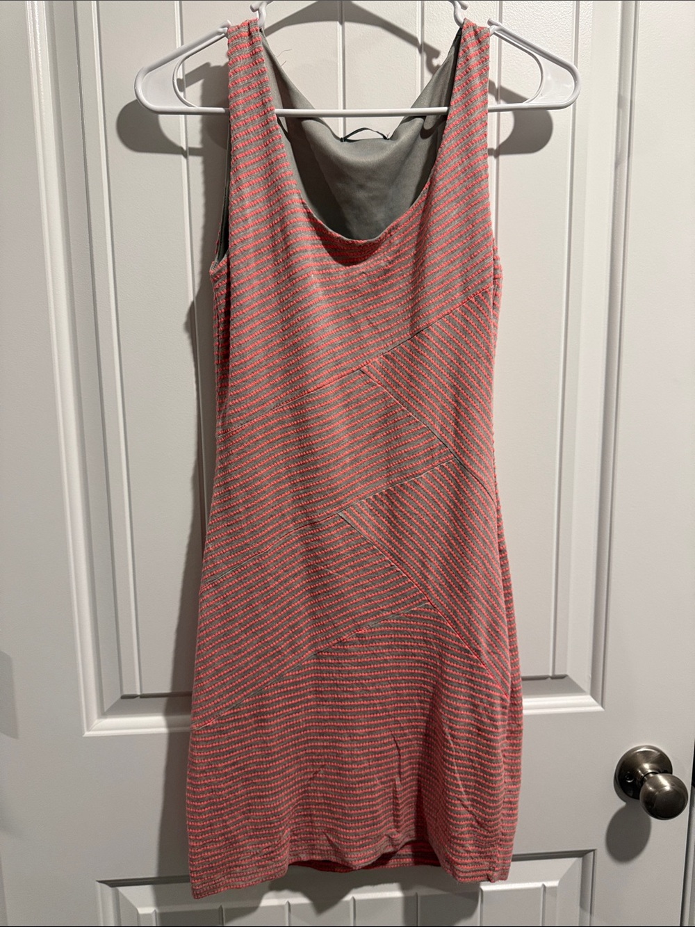 Soprano Coral and White Striped Tank Mini Dress